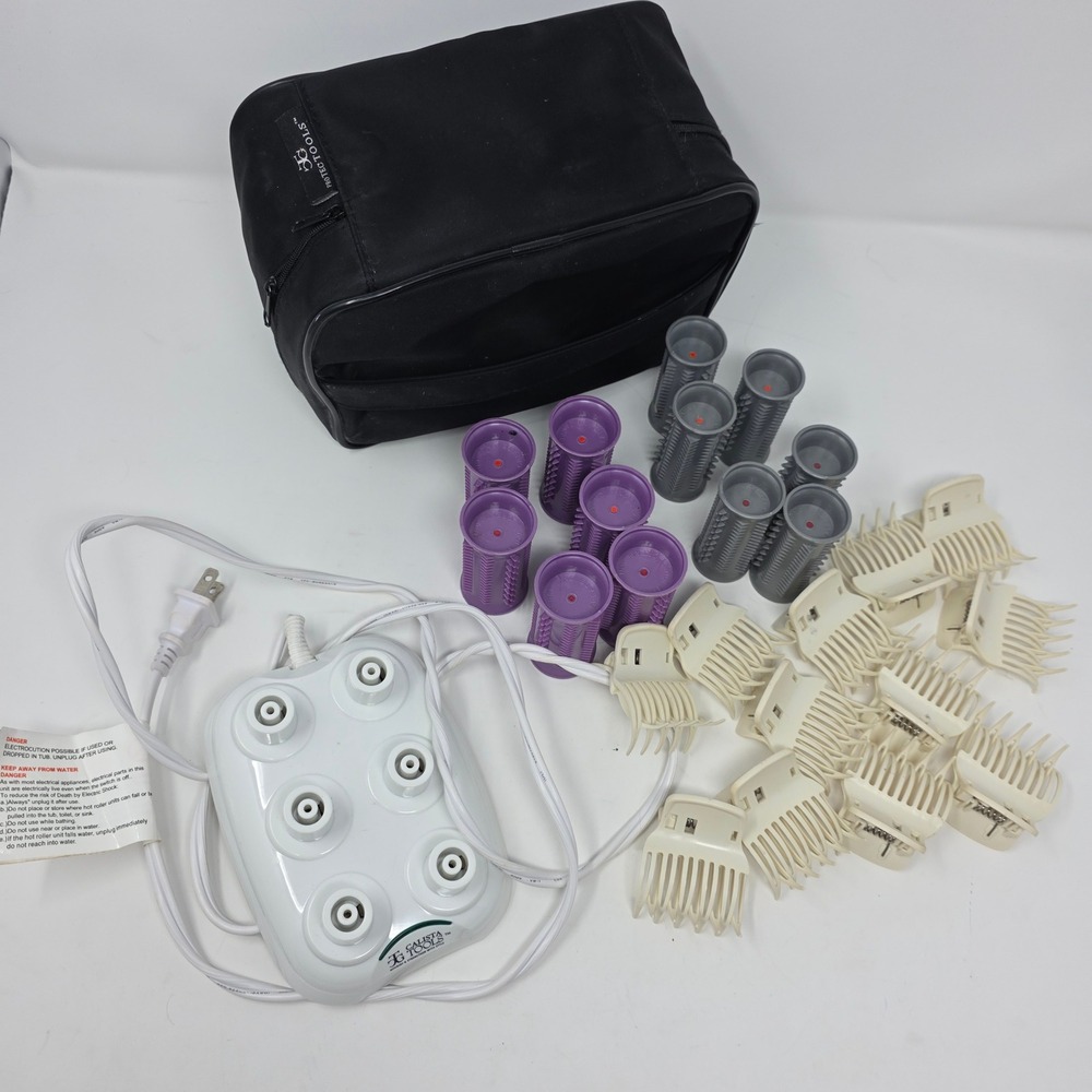 Calista Tools Ion Hot Rollers Women 12pc Set Purple Grey Travel Case Styling Bse
